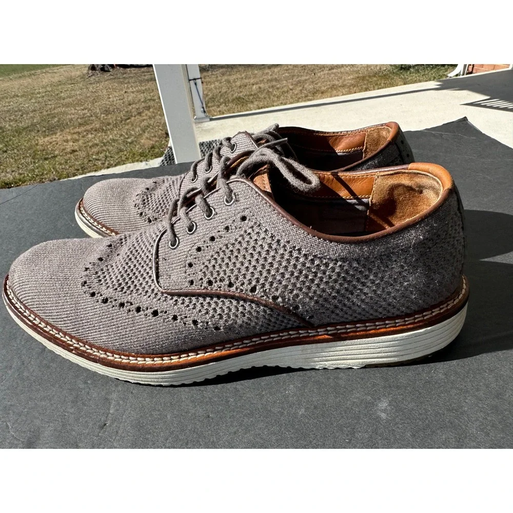 Johnston & Murphy McGuffey Knit Wingtip Oxford Grey Mens 9.5M 20-5368‎